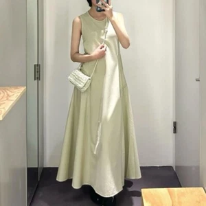 COS Mujer Sin Mangas, Cuello Redondo, Vestido Plisado, Vestido Chaleco, Vestido Largo - Imagen 1 de 15