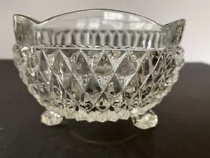 Indiana Glass Bowl Candy Dish Crystal Diamond Point, Footed (3) Vintage Pristine - Picture 1 of 10
