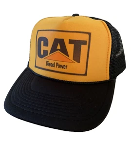 Vintage Cat Diesel Power Hat Caterpillar Tractor Trucker Hat snapback Gold Cap - Picture 1 of 2