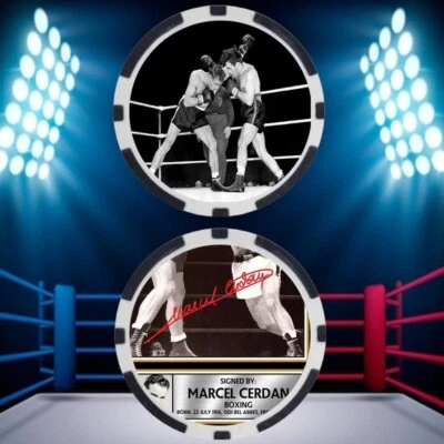 MARCEL CERDAN - BOXING HALL OF FAME - POKER CHIP - ***SIGNED/AUTO*** - Image 1 of 2