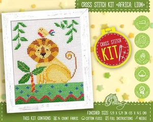 Lion Cross Stitch Kit African Animal Embroidery Counted Pattern Do it Yourself - Picture 1 of 12