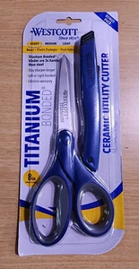 Westcott 8" Titanium Scissors + Ceramic Utility Cutter - Heavy Duty Bonus Pack - Picture 1 of 2