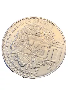 1984 Mexico 50 Pesos Coin Coyolxauhqui Templo Mayor - Picture 1 of 4