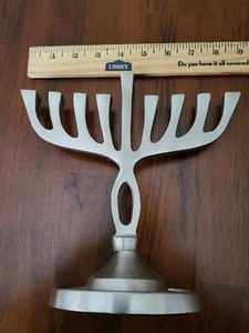 Stylish Hand Cast Polished Aluminum Menorah Hanukkah 8.75"x 9" FREE SHIPPING! - Picture 1 of 1