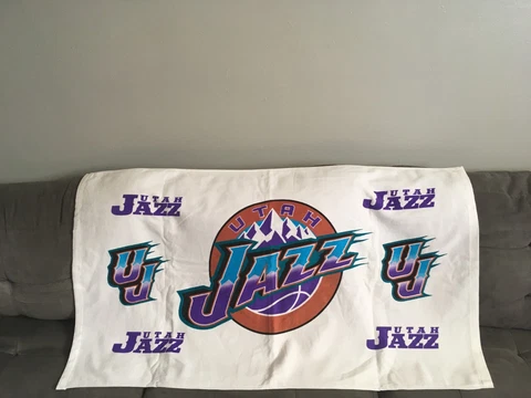 Vintage McArthur Sports Utah Jazz Bath Beach Towel 100% Cotton 42x24 Cover