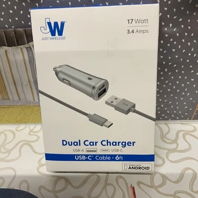 🏯 Cargador de Coche Doble Inalámbrico Solo USB-C y USB-A Cable de Carga de 6 pies Gris Espacial🆕 Foto 1 de 3