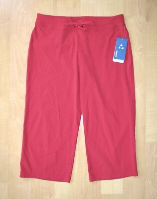 Calça capri ioga malha náilon elástica vermelha framboesa nova com etiquetas Reebok cordão cintura M - Imagem 1 de 4