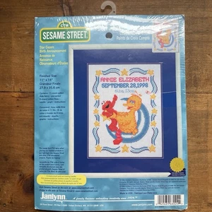 Sesame Street Birth Announcement Counted Cross Stitch Kit Big Bird Elmo Vintage - Picture 1 of 7