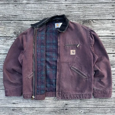 Chaqueta vintage años 90 Carhartt J43 BRG arenisca Detroit en burdeos talla grande Foto 1 de 4