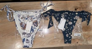 Tigerlily Bikini Bottoms x2 Size XXS 6 Navy Floral White Floral RRP $89 Each New - Picture 1 of 12