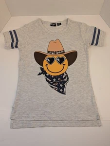 Cruel Girl Smiley Emoji Cowgirl T-shirt Gray/yellow Size 8 - Picture 1 of 4