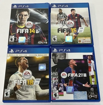 FIFA 14 + 15 + 18 Ronaldo Edition + 21 - PS4 - USED | Tested - Image 1 of 4