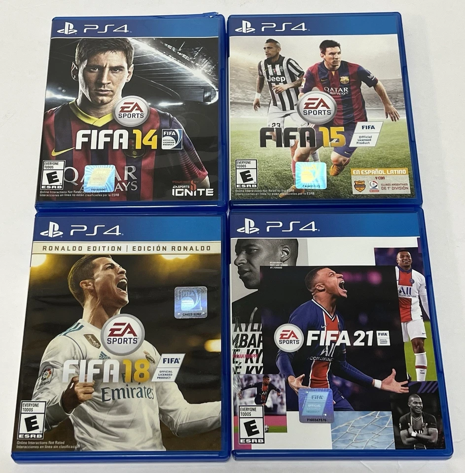 FIFA 14 + 15 + 18 Ronaldo Edition + 21 - PS4 - USED | Tested - Image 1 of 4