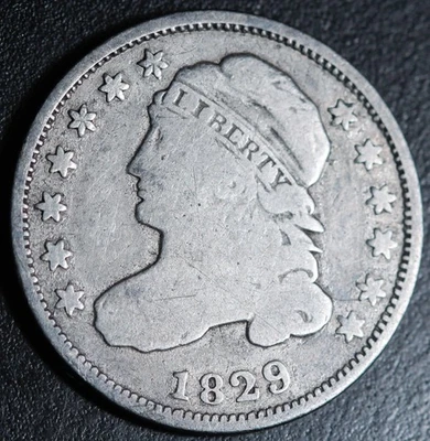 Moneda de diez centavos busto tapado 1829 Foto 1 de 2