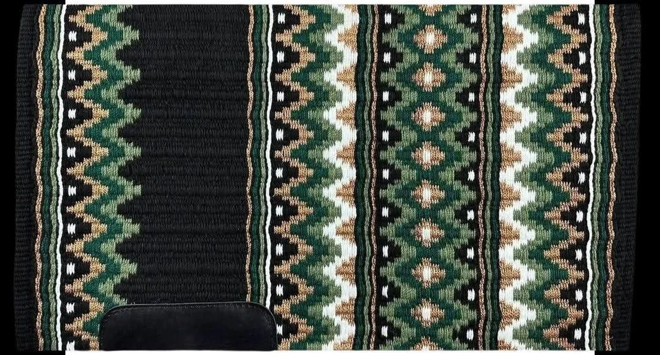 Western Show Pad / Saddle Blanket (black - green) - Image 1 of 1