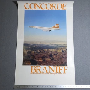 RARE Braniff International Advertising Poster CONCORDE USA Dallas, D.C., Europe - Picture 1 of 6