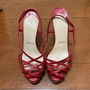 Christian Louboutin Heel Pump Sandal Red Ankle Strap Size36 US6 - Picture 1 of 5