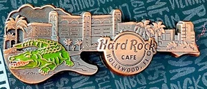 2017 HARD ROCK CAFE HOLLYWOOD FL 3D SKYLINE GUITAR SERIES ALLIGATOR PIN - Picture 1 of 1