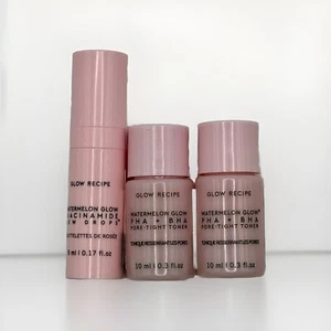 2 Glow Recipe Watermelon Glow PHA BHA Pore Tight Toner & 1 Niacinamide Dew Drops - Picture 1 of 6