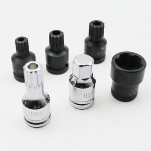 1pcs 1/2"Dr M14/16/18 H15 5Pin-25mm Spline Socket Bit Car Oil Drain Plug Key - Picture 1 of 9