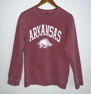 Comfort Colors Womens Arkansas Razorbacks Crewneck Sweatshirt Red Comfy Sz S - Picture 1 of 5