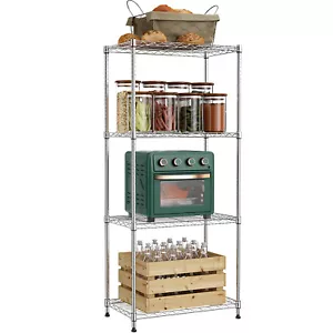 4 Tier Shelf Adjustable Storage Shelving Unit Steel Organizer Wire Racks Kitchen - Picture 1 of 7