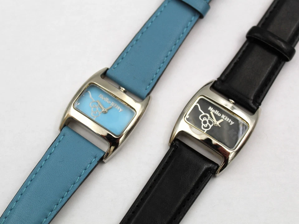 Reloj Hello Kitty Azul Y Negro Outlet Stock Correa Cuero Idea de Regalo Foto 1 de 1