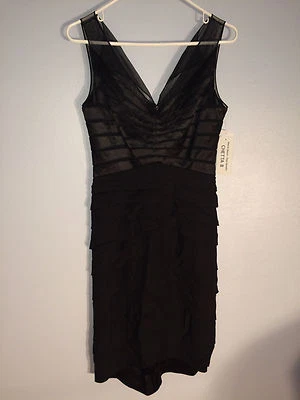 Vestido negro de seda para mujer Chetta B Sherrie Bloom Peter Noviello nuevo con etiquetas Foto 1 de 2