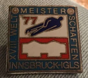1977 FIL WORLD Luge Championships Pin Badge IGLS Austria - Picture 1 of 2
