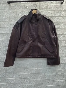 Neu Massimo Dutti Langarm Full Zip Nappa Braun Lederjacke Größe Medium - Bild 1 von 10