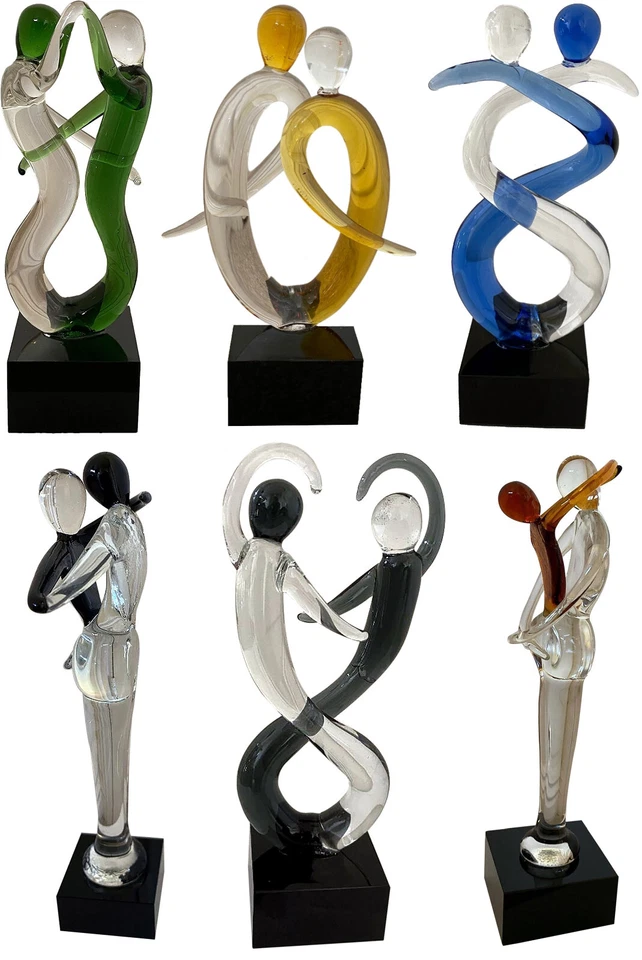 BULLAHSHAH Mundgeblasene Glasstatue tanzendes Paar, handgefertigte Ornamente, Weihnachten Valentinstag Geschenk