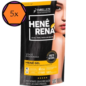 5x Hene Gel Rena Black Natural Hair Straightener 180G Embelleze - Picture 1 of 5