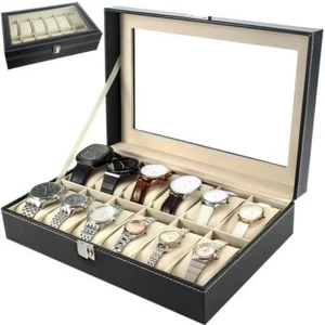 Scatola Box Cofanetto Con Vetrina Porta Orologi Posti per Orologio Custodia - Imagen 1 de 39