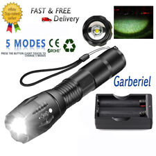 Tactical LED Flashlight Zoom Torch + 3.7V Lithium Rechargeable Batteries+Charger