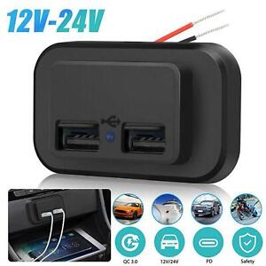 Dual USB Port Car Fast Charger Socket Power Outlet Waterproof Best Panel Y7Q4