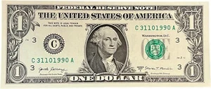 $1 One Dollar Bill 31101990 birthday anniversary March 11 or October 31, 1990 - Picture 1 of 4
