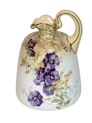 Jarra antigua Doulton Burslem - Flores pintadas a mano Foto 1 de 4