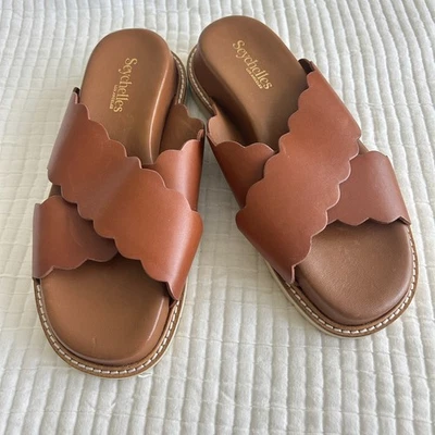 Sandalias Seychelles para mujer 6,5 cuero marrón vieira deslizable plano cómodo zapato Foto 1 de 4
