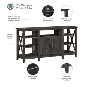Key West Tall TV Stand for 65 Inch TV in Dark Gray Hickory - Engineered Wood - Picture 1 of 10