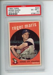 1959 Topps Roger Maris #202 White Back Kansas City Athletics PSA 6.5 EX-MT+ - Picture 1 of 2