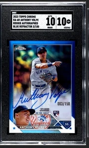 2023 Topps Chrome Anthony Volpe Rookie Autograph Blue Refractor /150 SGC 10 - Picture 1 of 2