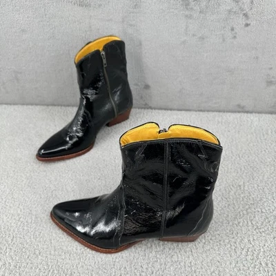 Free People New Frontier Western Boot Womens Size 40 US 9.5 Black Patent Leather - Image 1 of 4