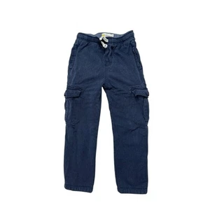 BODEN Blue Herringbone Flannel Cargo Pull On Pant Size 8Y 128cm Boys #B0401 - Picture 1 of 5