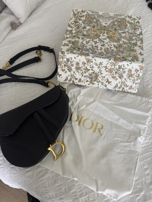 Dior Black Leather Saddle Bag with Gold Hardware - Image 1 of 4