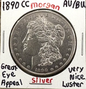1890-CC Morgan Silver Dollar AU/BU🔥Grande appello per gli occhi 🔥Lustro molto bello 🔥VIDEO - Foto 1 di 6
