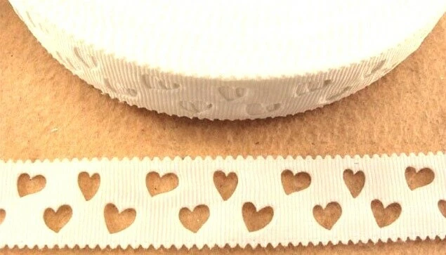 7/8 INCH 22mm GROSGRAIN RIBBON Hair Bow Supplies WHOLESALE Perforated Hearts - Image 1 of 1