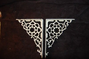 Pair Antique Victorian Iron Brackets Ornate 8 " X 6 " - Picture 1 of 3