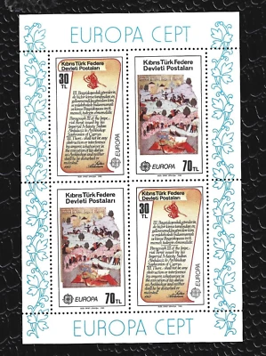 TURCO CHIPRE 1982 - EUROPA CEPT - 2634‐2635 & 114-115 - SEM MARCA DE CHARNEIRA - 2 Minifolhas - Imagem 1 de 2