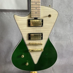 Armada Electric Guitar Left Handed Green Solid Body Gold Parts Maple Fretboard - Picture 1 of 21