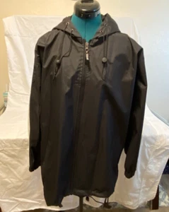 Kenpo Black & White Men's Rain Jacket Windbreaker Size S Reflective Trim - Picture 1 of 7
